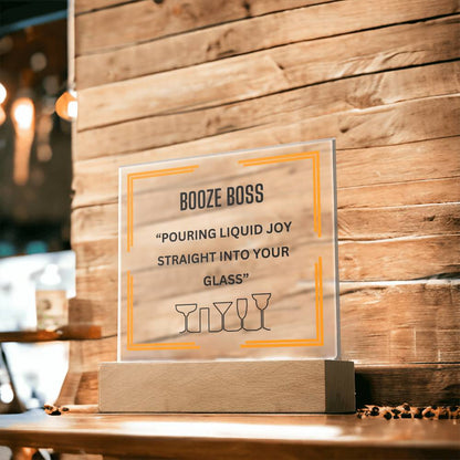 Elevate Your Space with Our Square Acrylic "Booze Boss" Plaque