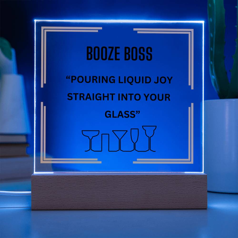 Elevate Your Space with Our Square Acrylic "Booze Boss" Plaque