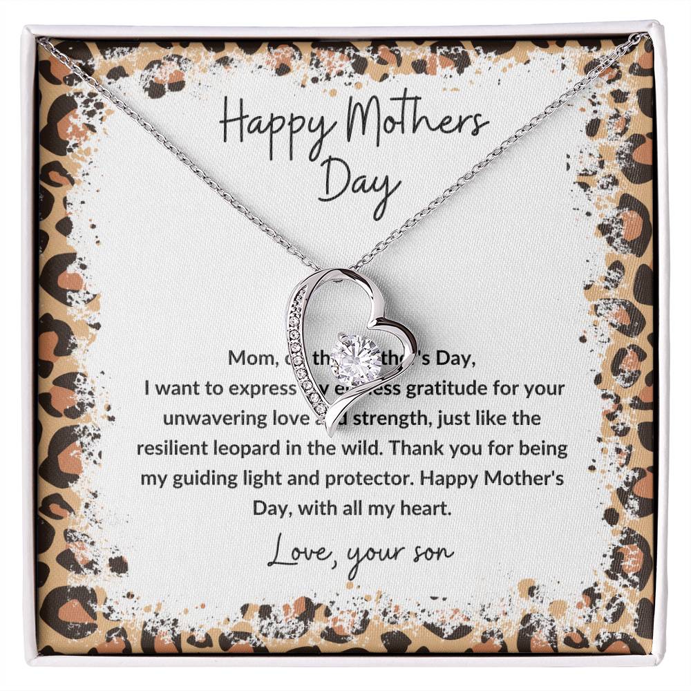 Happy Mother's Day heart pendant leopard theme from son