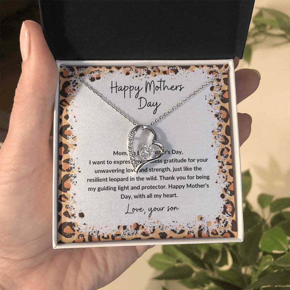 Happy Mother's Day heart pendant leopard theme from son