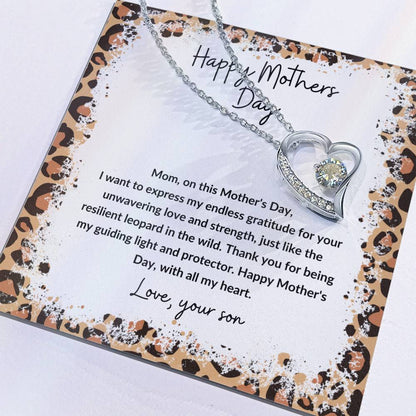 Happy Mother's Day heart pendant leopard theme from son