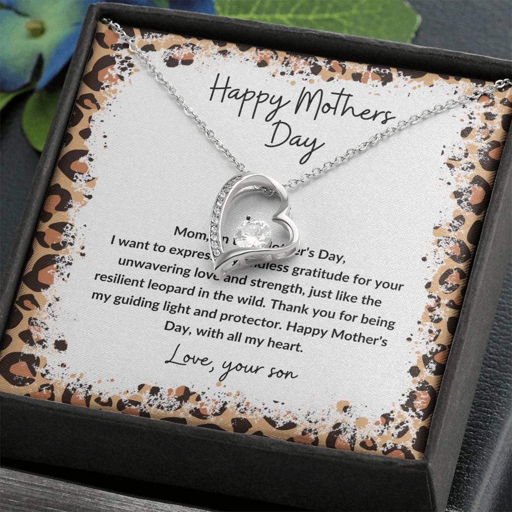 Happy Mother's Day heart pendant leopard theme from son