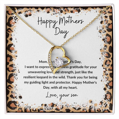 Happy Mother's Day heart pendant leopard theme from son